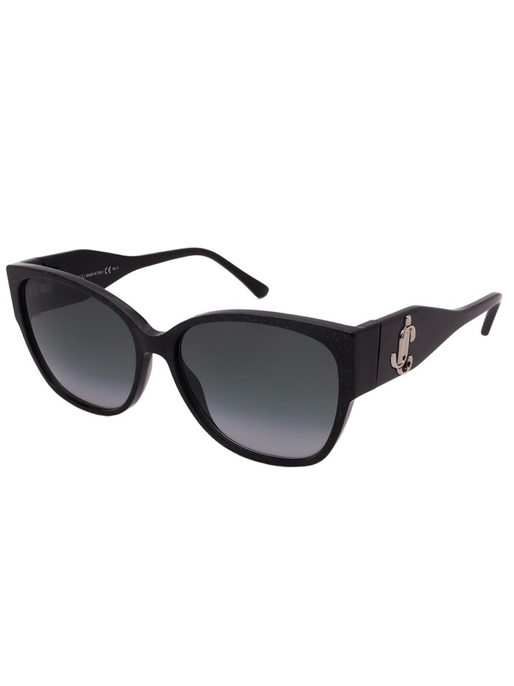 Jimmy Choo Black Gradient Cat-Eye Sunglasses with Silver Logo New with case